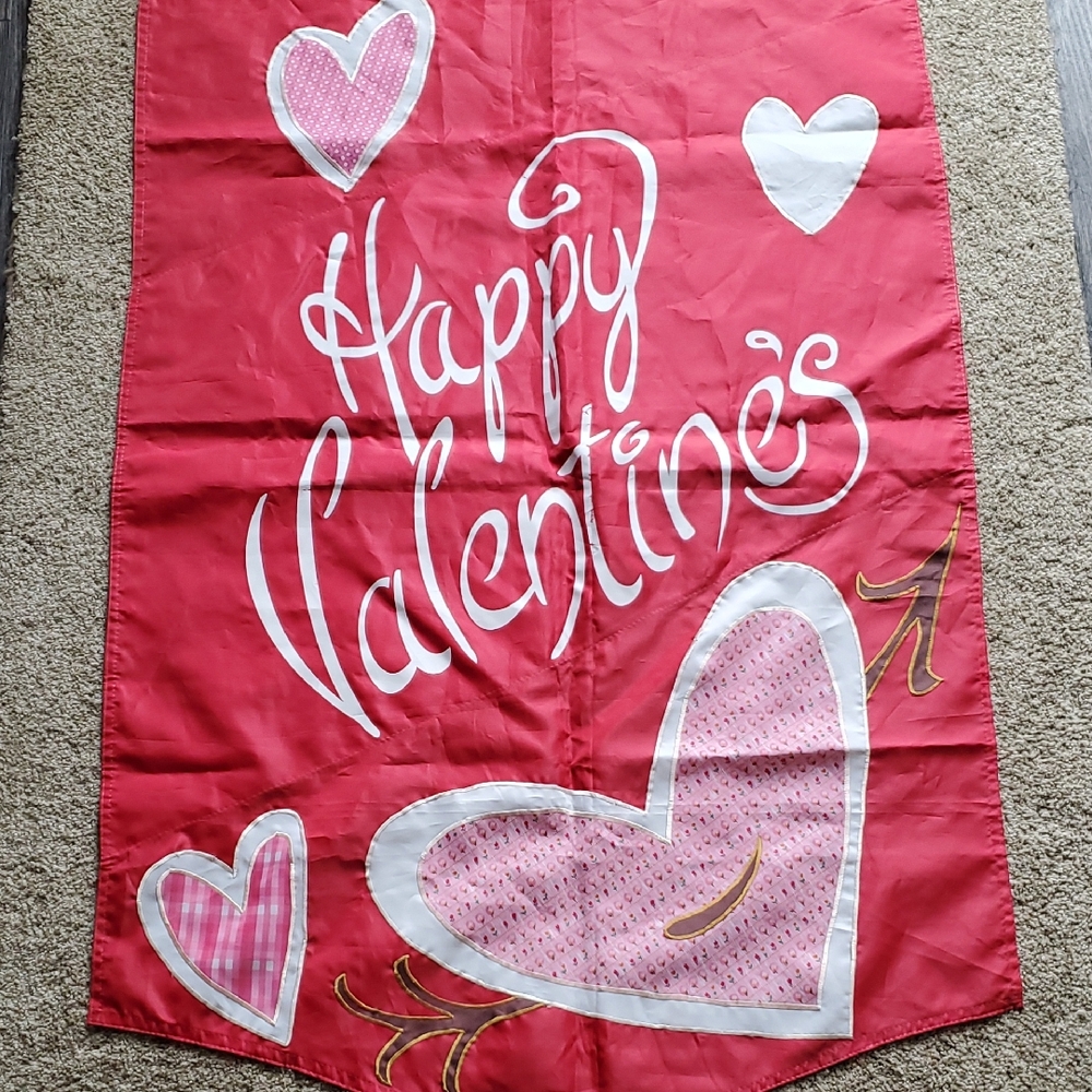 Large Valentines Day Flag Holiday Garden Flag Hearts Banner